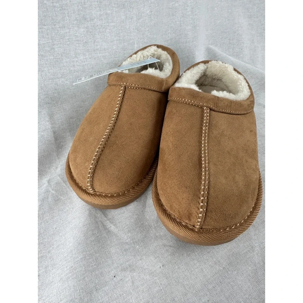Cat &‎ Jack Jude Brown Faux Suede Faux Fur Lined Slippers Kids Size 11 NEW